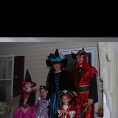 David loved Halloween. At our house in Virginia fall of 2011. Starting from left. Emma, Lindsey, Grace Brittany and David