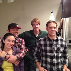 Keir's 26th birthday, November 2012 - Mike, Kaitlin, David, and Keir