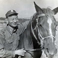With a military horse