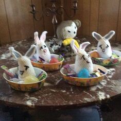 her grandchildren's easter bunnies