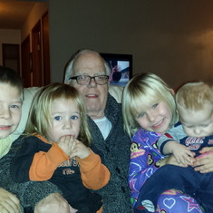 Christmas Card 2014:  All his Great Grandkids!  He enjoyed this so much.