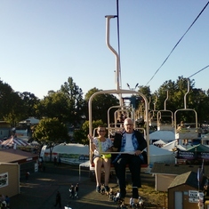 2014, Amaya and Deane on Dad's favorite ride at the Oregon State Fair in Salem, the Fair Lift.  It gets cold up there!