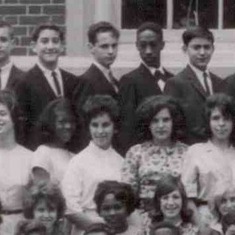 Maple Ave Class of 1963 Debby in center.  Her comment about her picture was "I can't bear to look at my frizzy hair and fat eyebrows". My memory was a fun-loving, sweet, and friendly person to her classmates. A beautiful soul who will be very much missed.
