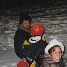 Deb sledding Poconos 1995