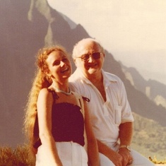 Debbie and Dad laughing in Oahu