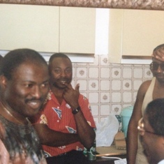 Deji O, Femi Ogunleye, Oke Eleyae, Tokunbo AB - taken early 1990s at ICOBA set meeting at AB's