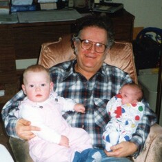 Denis with great-grandaughters Alexa and (later adopted) Julia, early 2000