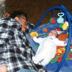 Denis with baby Julia, early 2000
