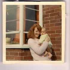 Denise and mum in back garden Broadfield Drive Leyland