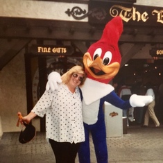 Denise and Woodie Woodpecker at Universal City Walk where she worked in the 90's.