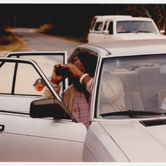 Dennis Lane birdwatching at Assateague Island c 1987