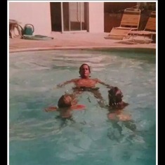 Dennis with Don's son and Brandi swimming