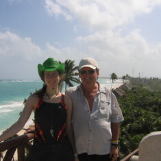 Mexico. Amy forgot to bring a hat, dad helped find a new one!