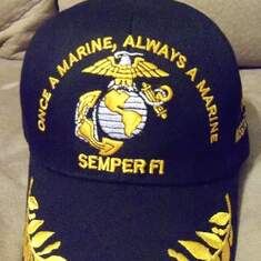 His Marine Corp hat 