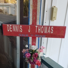 My sister Sharon made this Memorial Cross for my porch