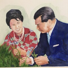 Watercolor of Mr. & Mrs Ikeda
