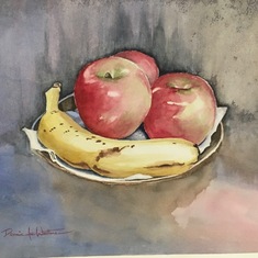Apples and Banana watercolor