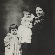 Teresa Mary Kielty with children from her second marriage to Thomas Coyne. Holding son Patrick Thomas Coyne with daughter Katherine Louise Coyne (Dennis' grandmother, uncle and mom) c. Dec 1909