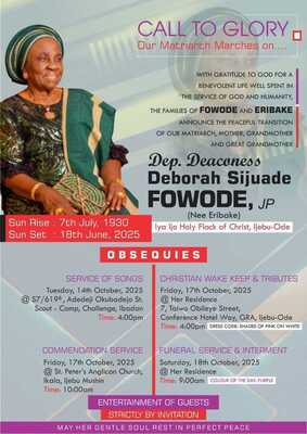 Dep. Deaconess Deborah Sijuade Fowode JP   Iya Ijo  Holy Flock of Christ  Ijebu Ode