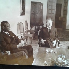 Desmond Luke, Ambassador to West Germany with President Stevens and German Chancellor Willy Brandt. Photo kindly provided by the family of the late CP Foray