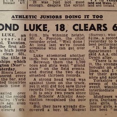 Desmond Luke, 18 clears 6 feet; launching his celebrity status in England