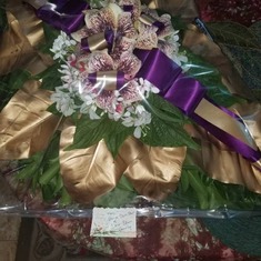 Wreath from his cousin Gloria Dove-Edwin and the Dove-Edwin family