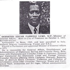 Desmond's listing as Minister of External Affairs in the 1973 cabinet