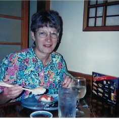 Diane Enjoying Sushi (circa 1990)