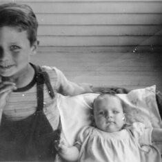 Diane and her brother David shortly after her arrival in 1944