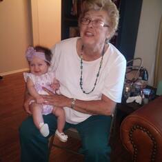 Great Grandma with Margot (Great Grandchild number 7). April 2015.