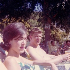 Carole and Dick poolside in Las Vegas - 1964