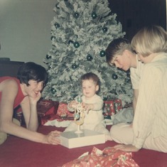 Carole with Nancy, Randy and Cathy - Christmas 1966