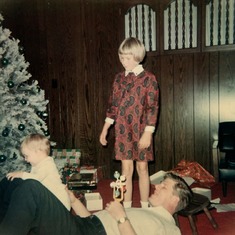 Dick with Cathy and Nancy. - Christmas 1966