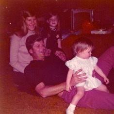 Dick with Cathy, Randy, Nancy and Erica - Christmas 1973