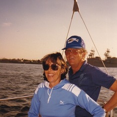 Dick and Carole sailing around San Diego.