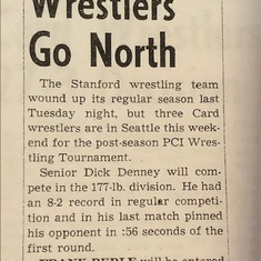 Dick's selection to the PCI tournament, "Stanford Daily," 1960 or 1961