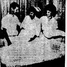Dick's mom, Dixie, in the middle training other nurses how to make a bed. 