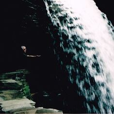Watkins Glen State Park, 1997.  On a rainy weekend, the falls were flowing.