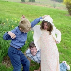 Dokken, Sarah and Jesse goofing off on Easter Sunday