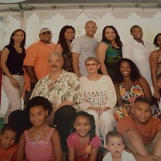 Delores with her Son, daughter-in-law, grandchildren and great-grandchildren