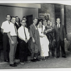Don at Julian and Joyce Martin Wedding, Enugu,  1962. Don upper left. Others include Al Ulmere, Norm Gary, Jim Myrick, and Aubrey Brown