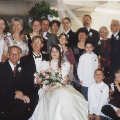 The whole family together at Amy and Roger's wedding - what a wonderful and godly wedding celebration!  1998