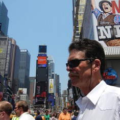 Clothed cowboy in Times Square