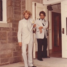 Don and "Otis" at the back door to the church on his wedding day.  He wasn't having second thoughts!