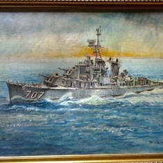 Dad was a Tin Can Sailor......A 3rd Class Radar Man.  This Painting Dad did of the USS 707 Soley in 1998.  Dad served on her from 1955-56.