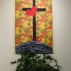 The quilting group at church made the banner for me.  Soooo wonderful