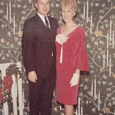 Don and I as chaperones for one of the high school dances.  Also that is the suit I wore to get married to Don. Hot pink