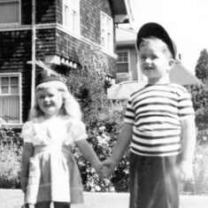 With his sister Jane, 1947 in Berkeley