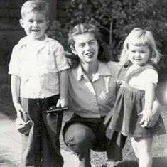 1945 - DDT with his Mom and sister Jane in front of their house on Benvenue Ave in Berkeley