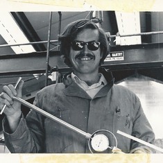 Early 1970s at Richmond Field Station Cal engineering facility where he worked for NASA. He is holding the Lunar Soil Penetrometer.